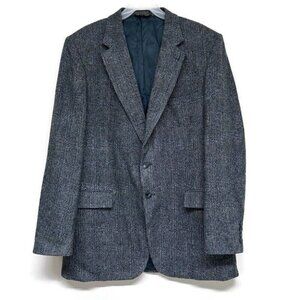 VTG Stratum 46XT Wool Tweed Blazer Jacket Lined Sports Coat Black Gray Office Pa